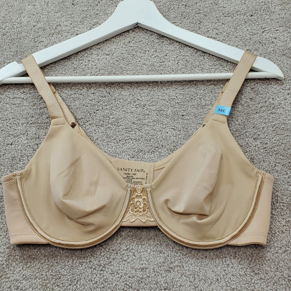 Vanity Fair Bra Womens 36C Tan Like New Beauty Back Underwire 76080